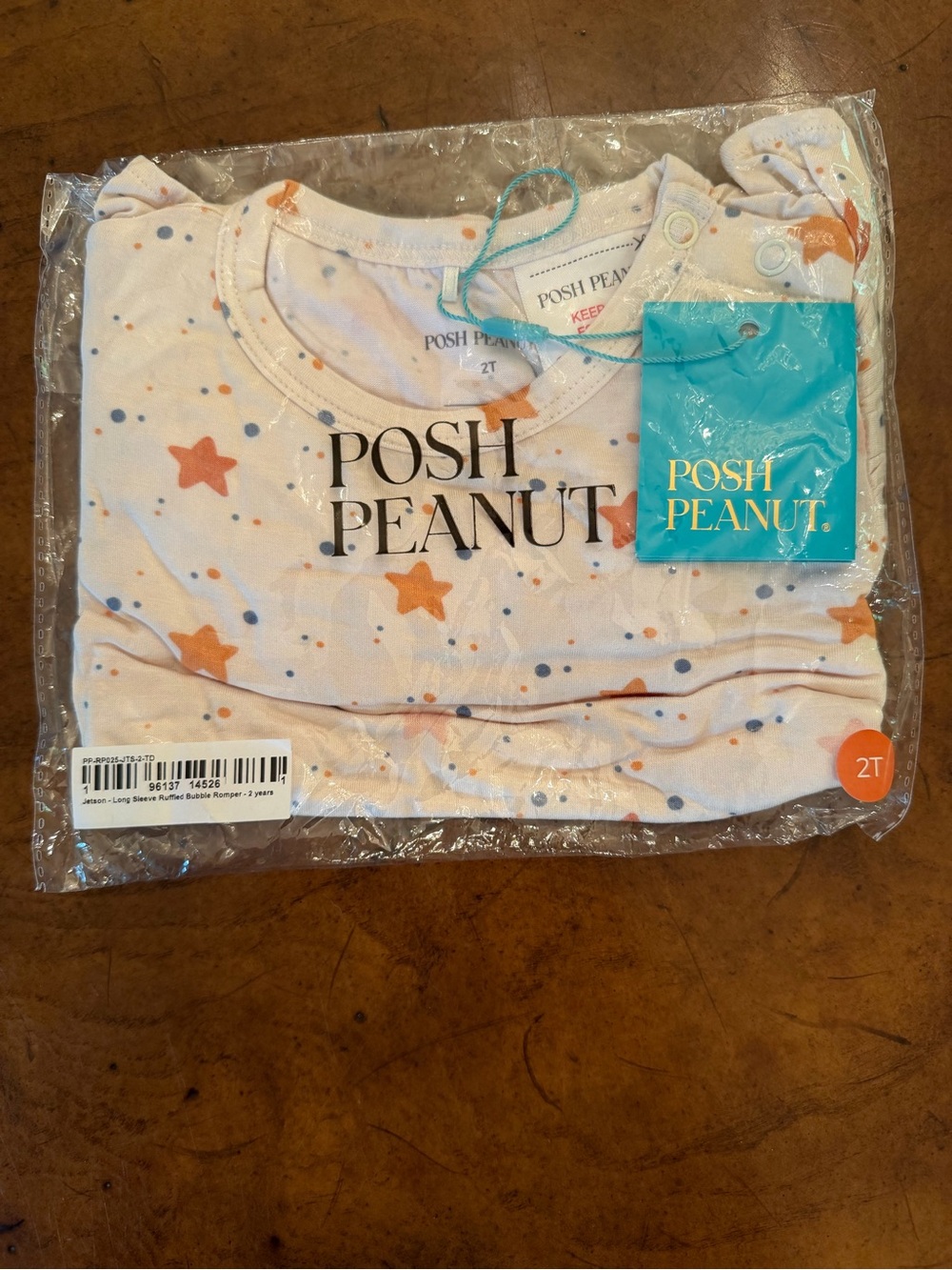 Posh Peanut 2T Jetson long sleeve Ruffle bubble romper nib